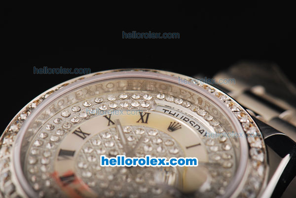 Rolex Day-Date Automatic Full Steel With Diamond Bezel and Diamonds Dial - Click Image to Close